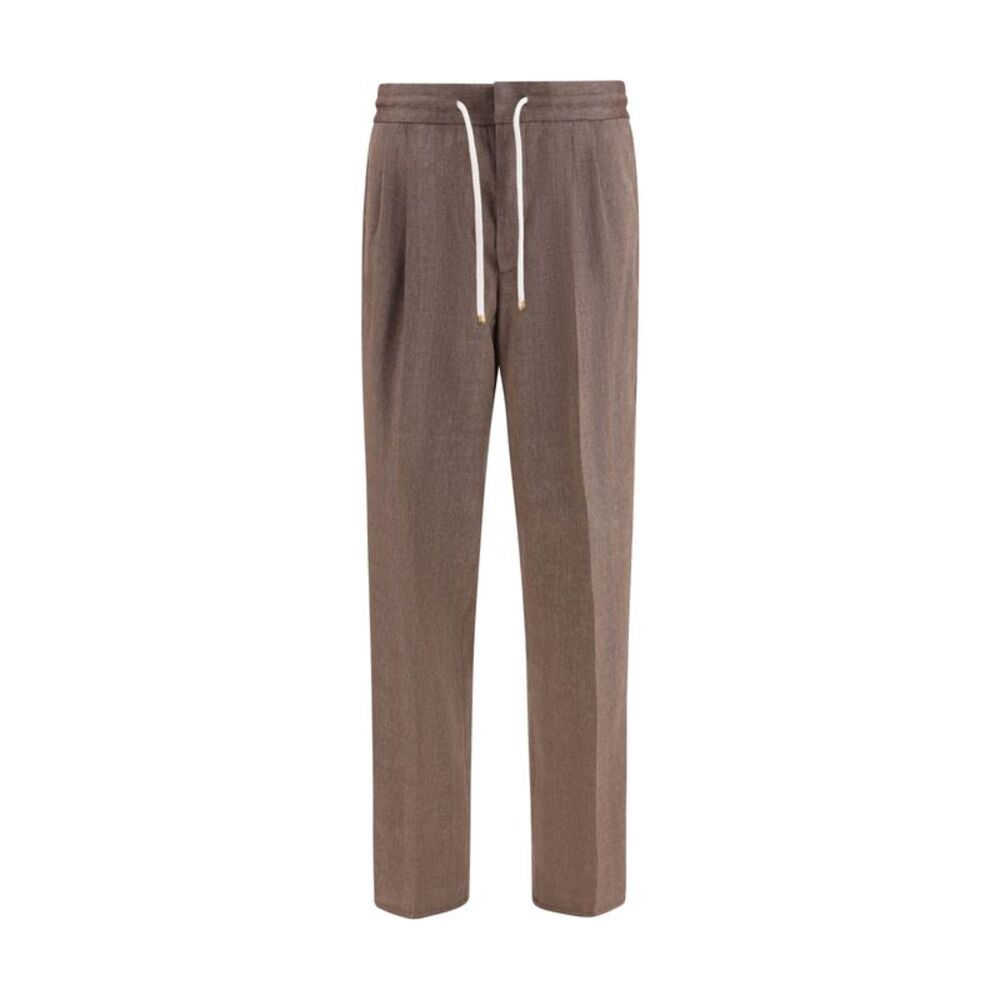 Brunello Cucinelli Men Herringbone Linen And Wool Pants